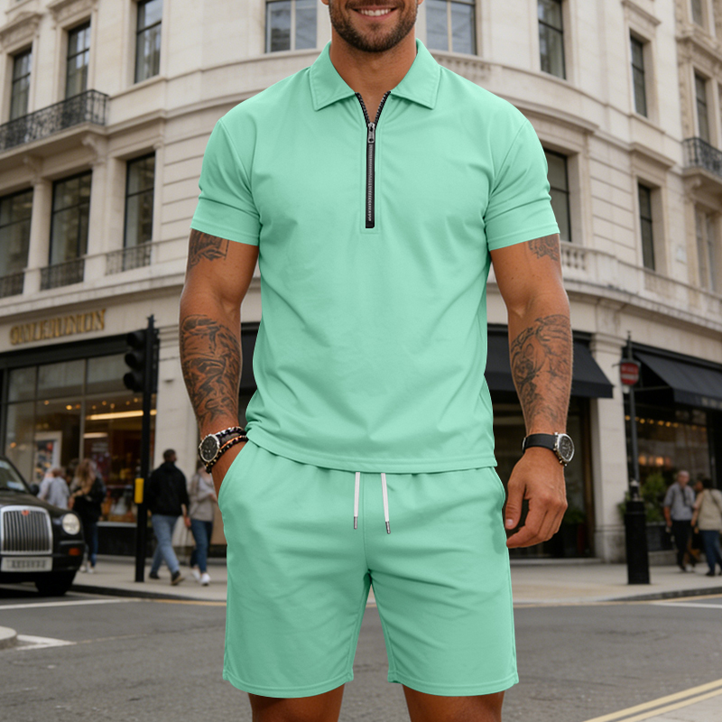 Golf Equipment Drawing - Men's Half-Zip Collar Polo Shirt Two-Piece